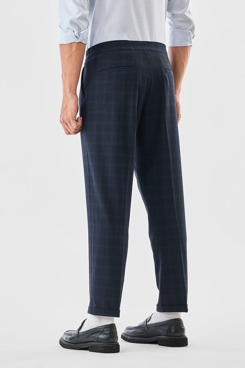 SNITCH Checks Slim Fit Stretch Trousers - Image 4